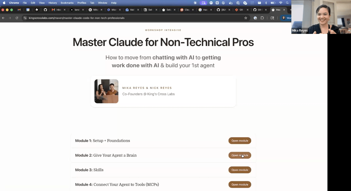 Course home showing the self-paced guide modules