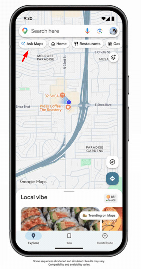 Ask Maps button in Google Maps