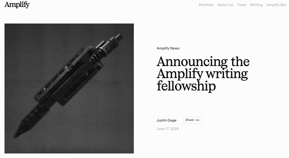 Amplify Partners Writing Fellowship announcement