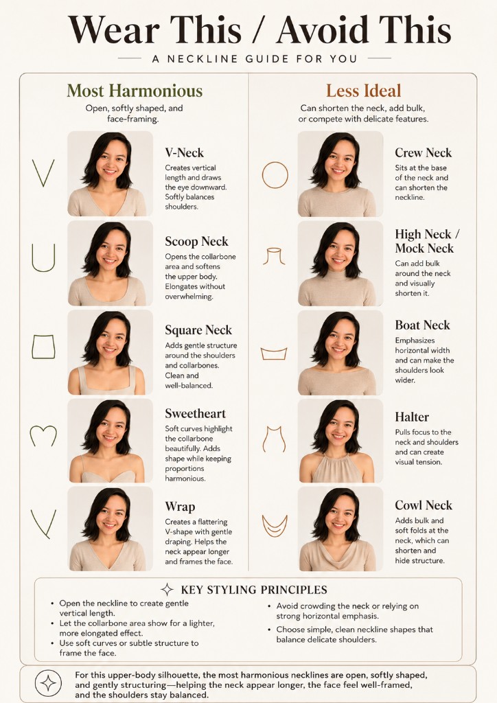 Neckline guide output