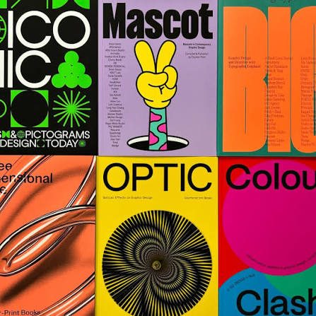 Six graphic design book covers in six clashing visual styles, showing what AI output looks like without a brand file