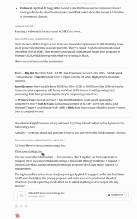 Running the call transcript skill after completing account prep