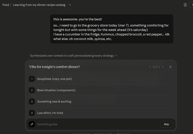 Claude asking 3-4 clarifying questions before starting