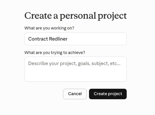 Create a personal project screen in Claude