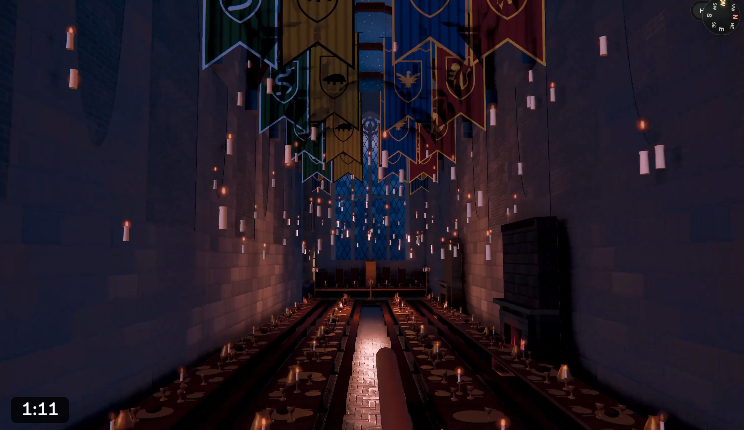 Hogwarts Great Hall rendered as an explorable 3D world