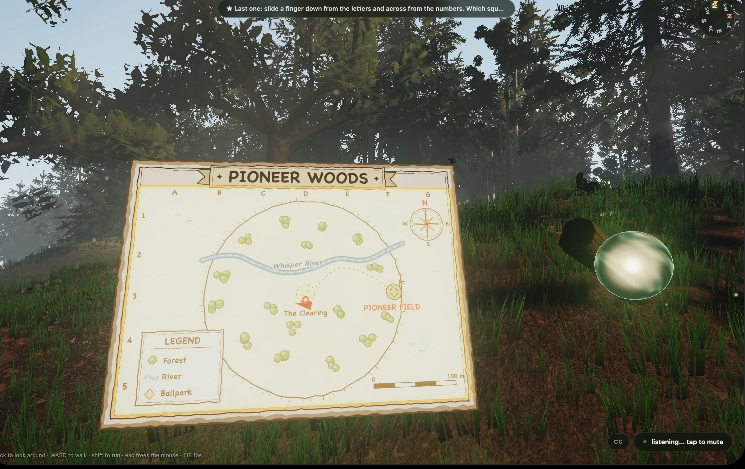 Pioneer Woods browser game with interactive map