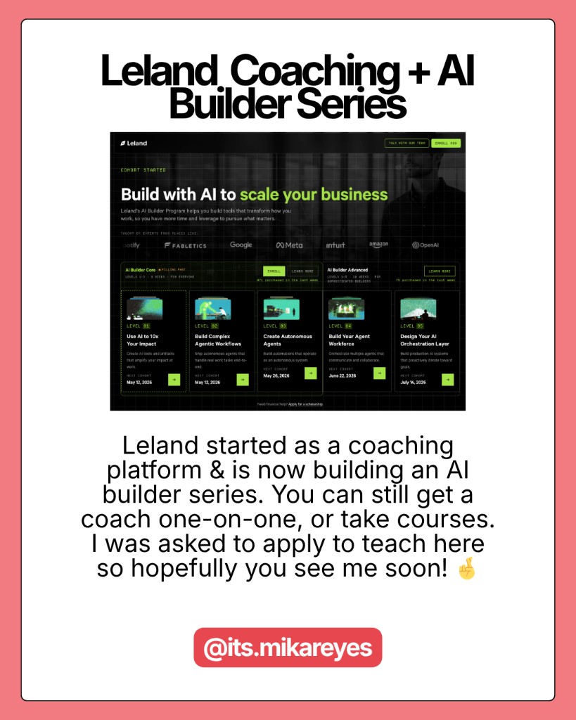 Leland Coaching + AI Builder Series โ five levels from 10x impact to AI orchestration