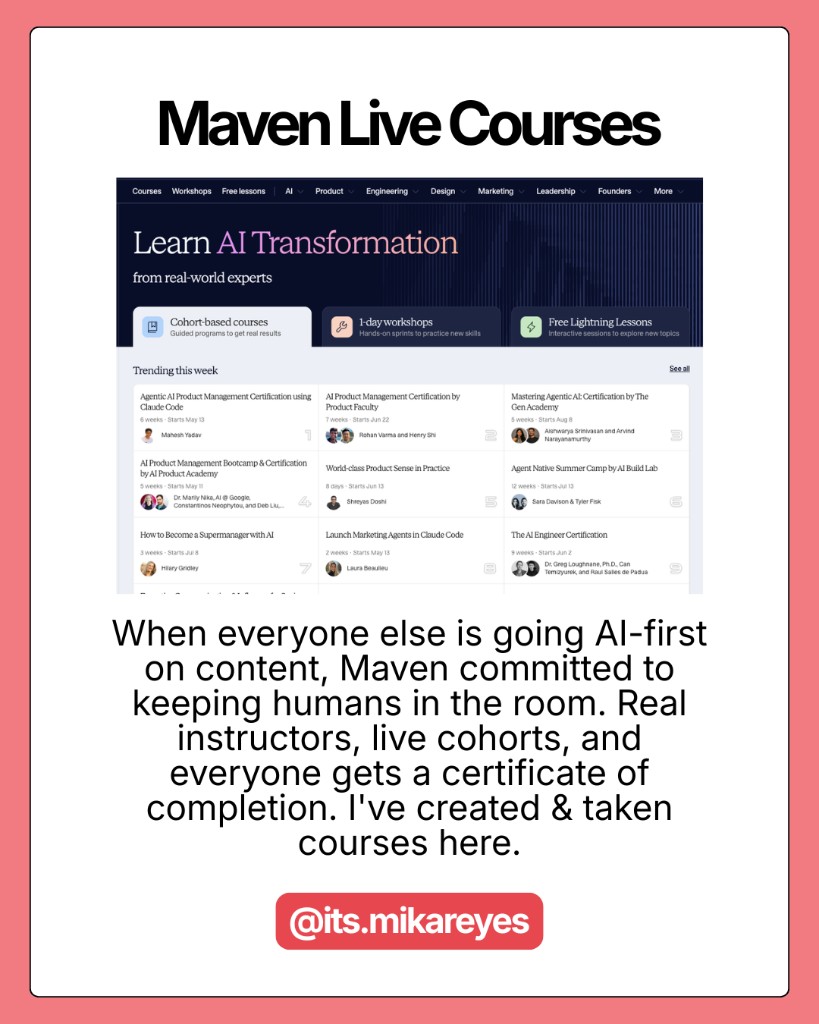 Maven live courses โ cohort-based AI transformation certifications from real-world experts