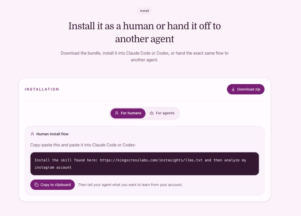 InstaSights installation flow