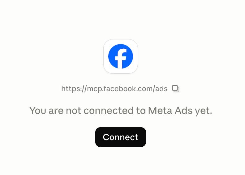 Meta Ads connector screen with Connect button