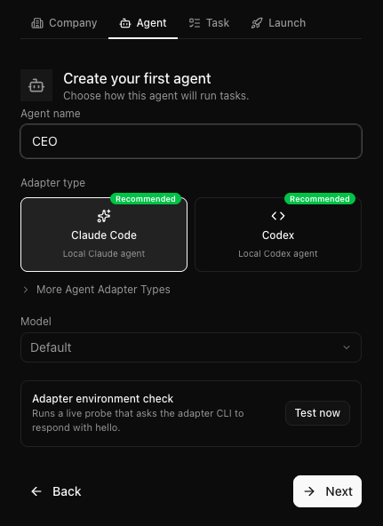 Paperclip agent setup: create your first agent