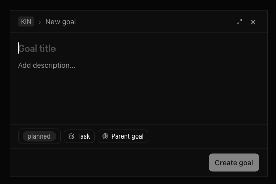 Paperclip new goal modal