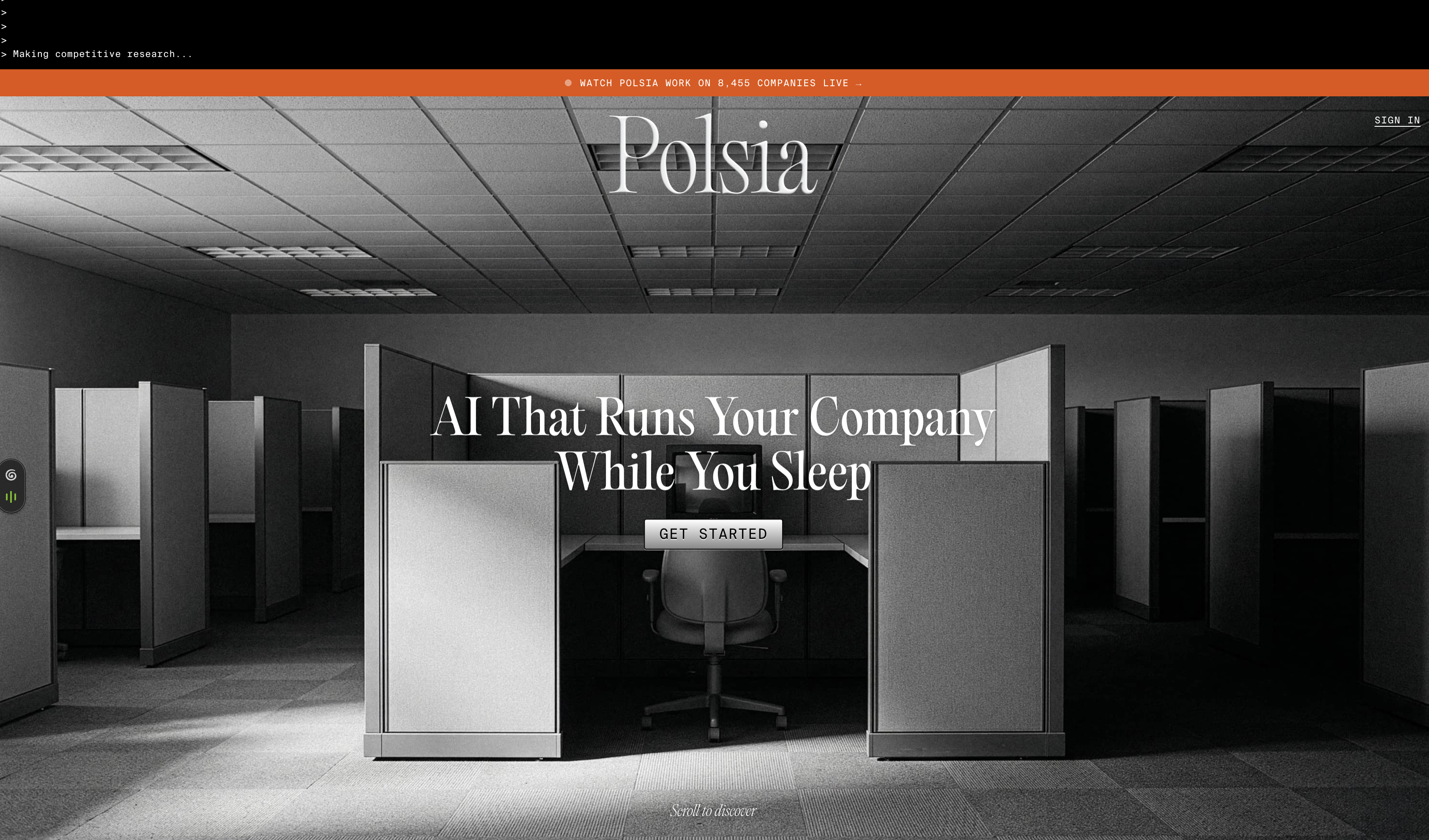 The Polsia homepage