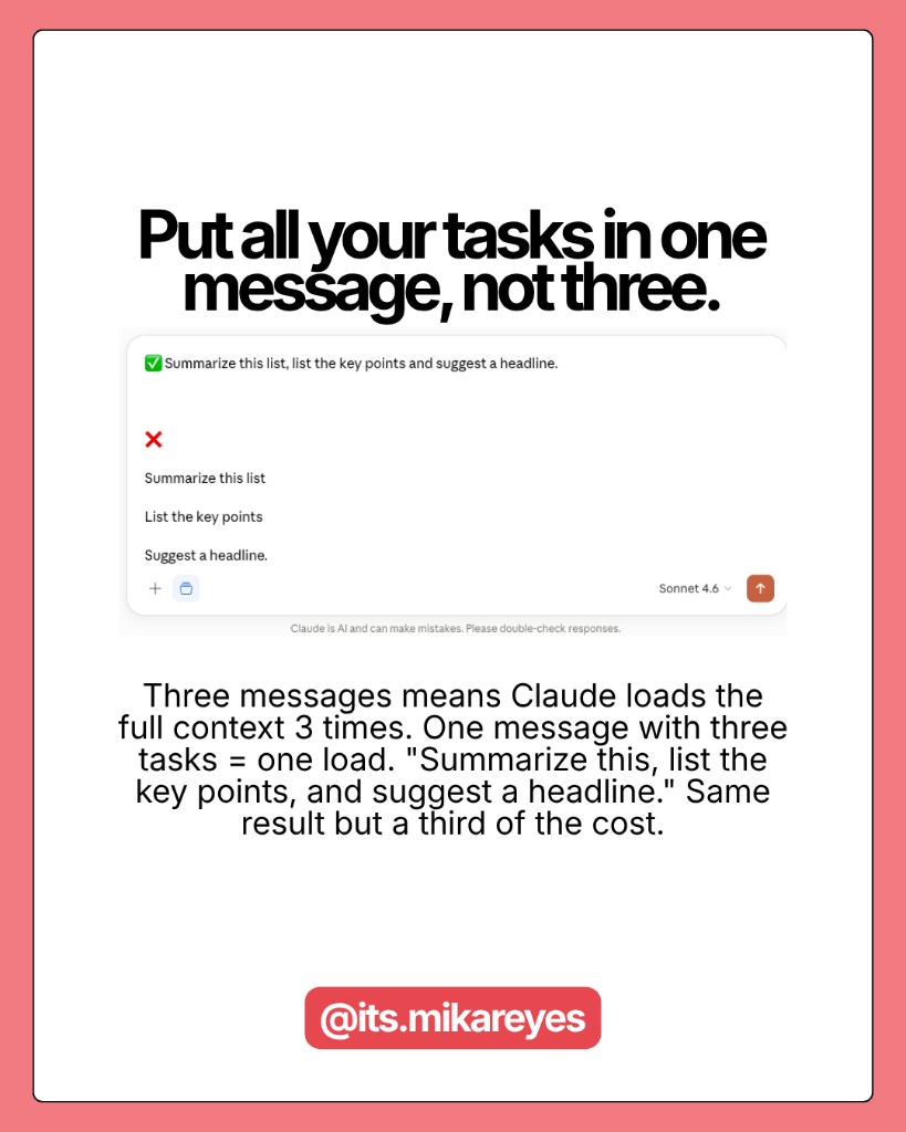 Slide showing three separate prompts versus one batched message