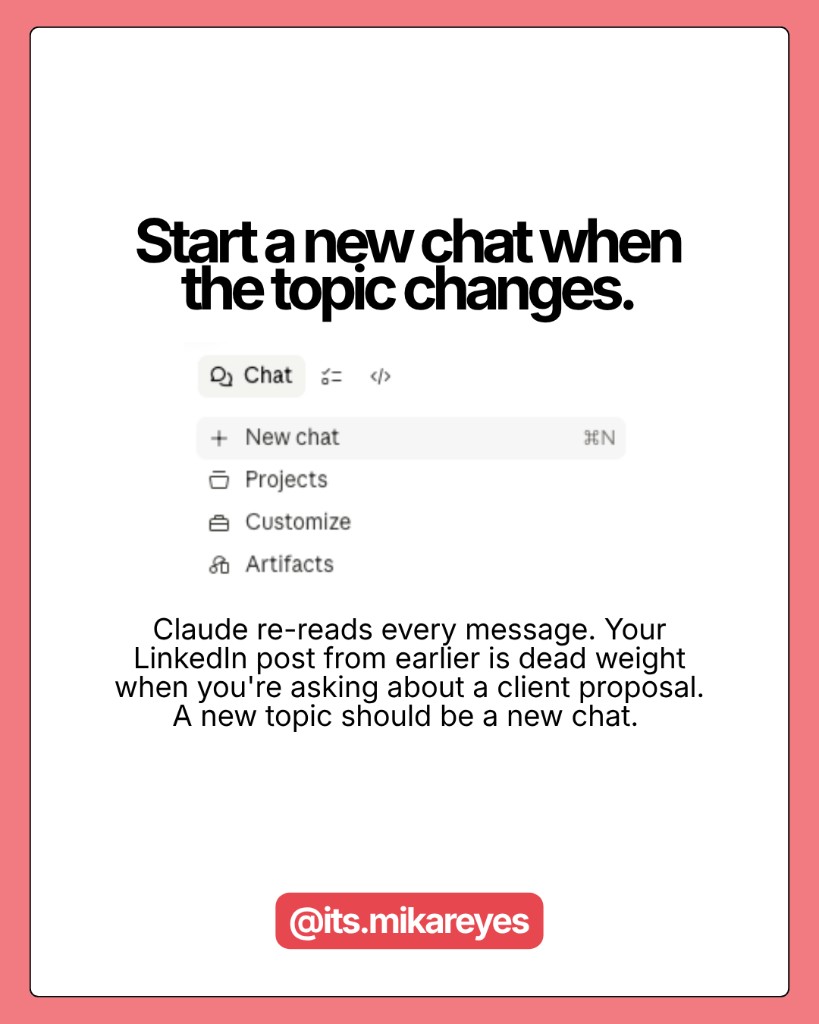 Slide showing the New chat action for topic changes