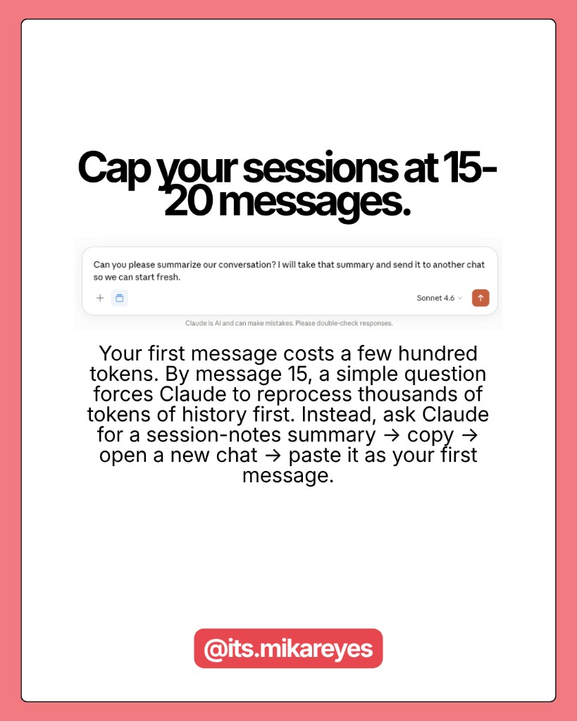 Slide showing a prompt to summarize and restart in a fresh chat