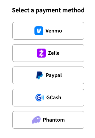 Custom registry payment options