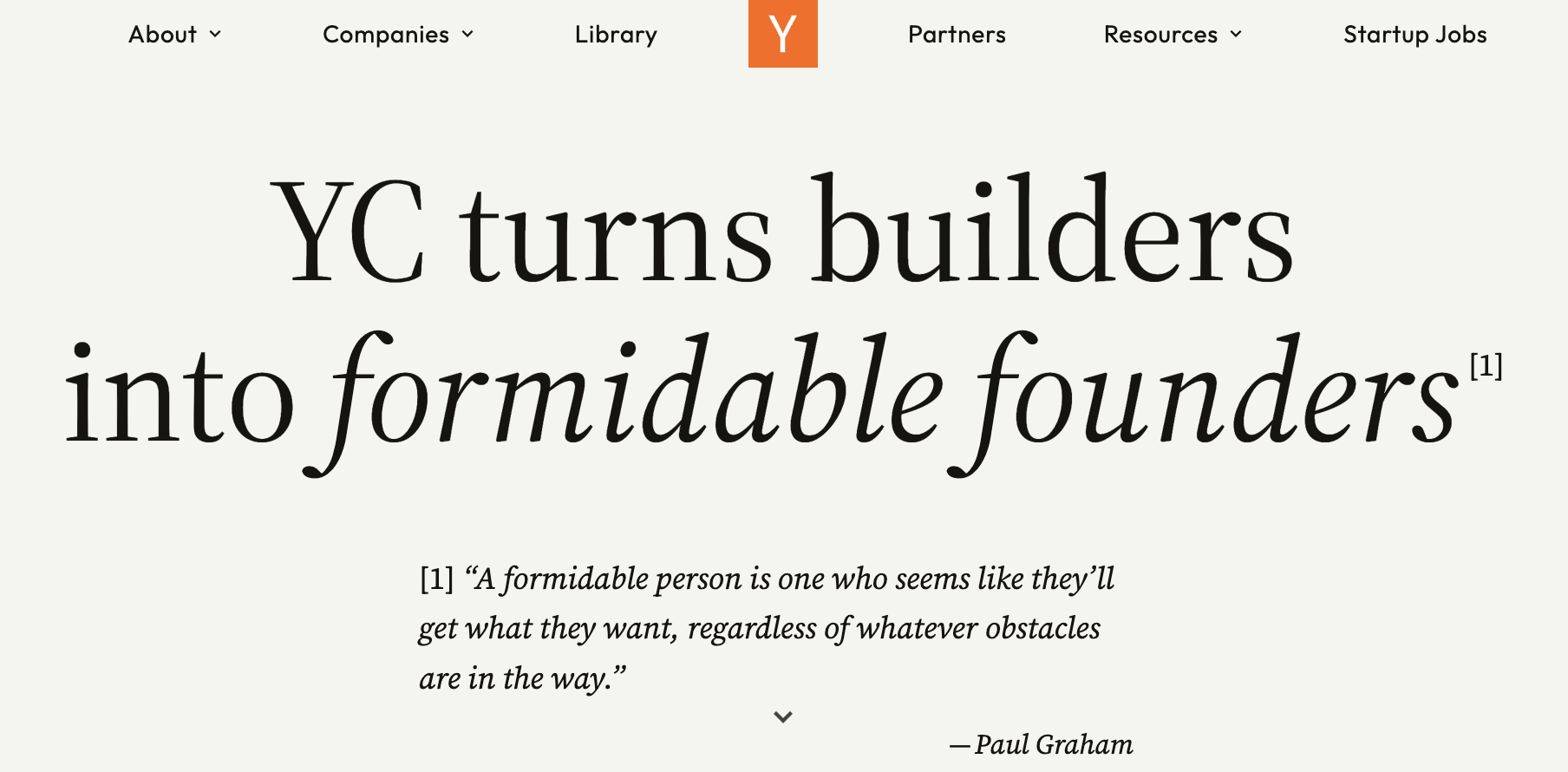 Y Combinator homepage