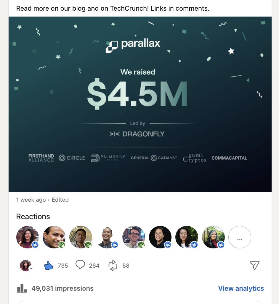 Launching Parallax (LinkedIn)