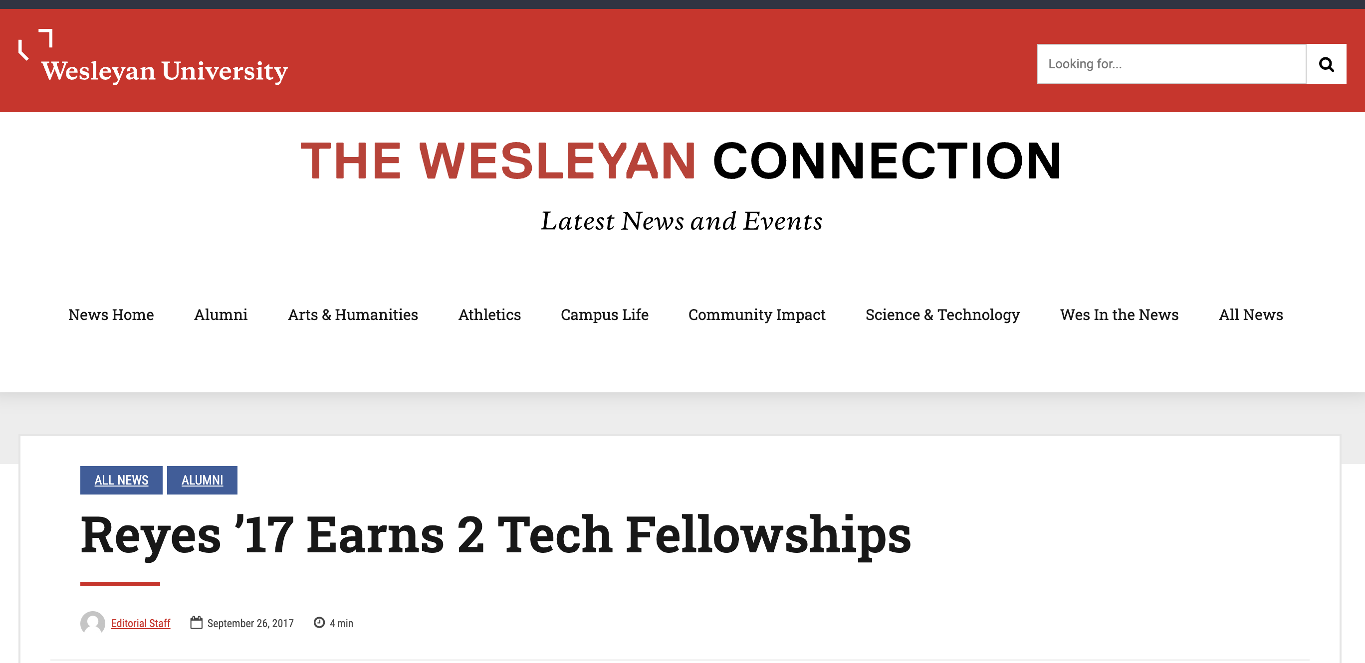 Reyes '17 Earns 2 Tech Fellowships