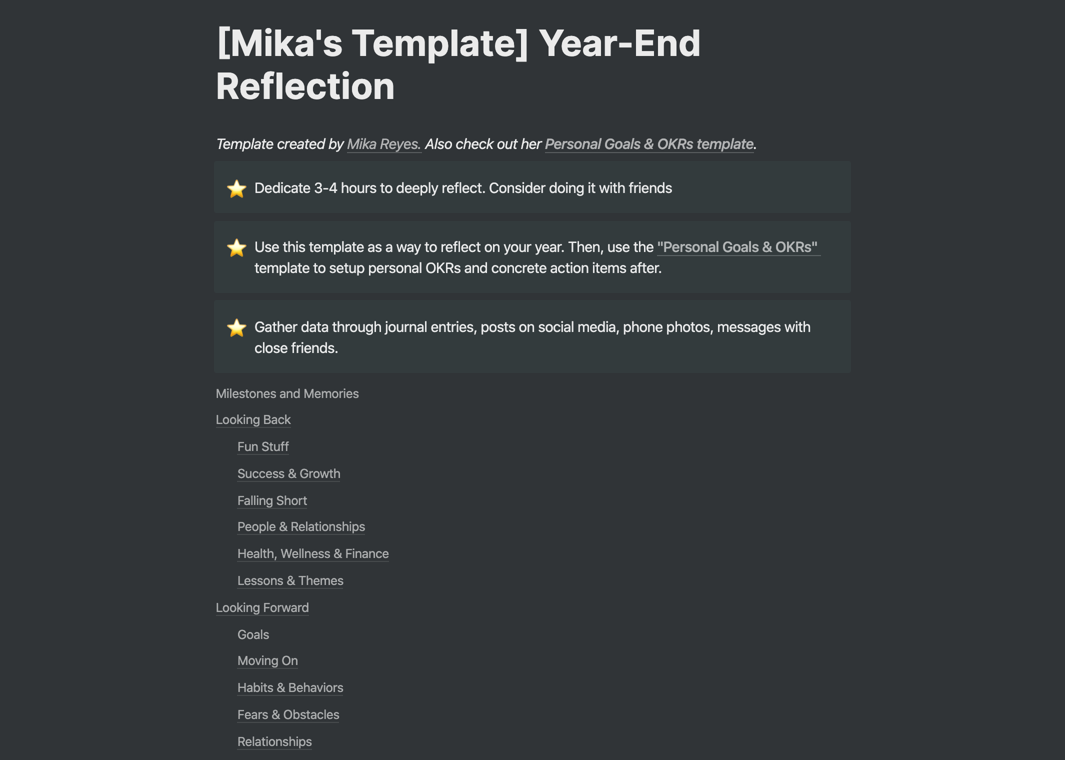 Template: Year-End Reflections & Goals